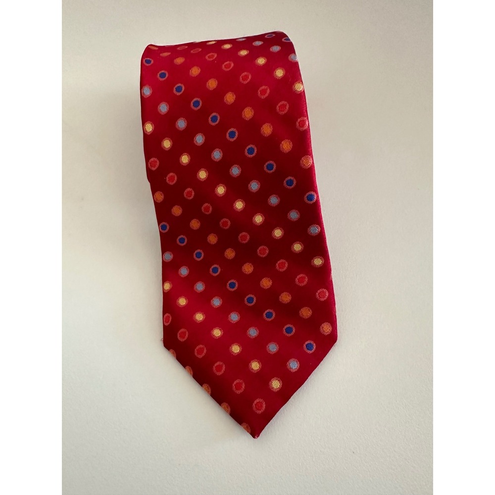 English Laundry Silk Tie Red Polka Dot Christopher Wicks Mens Necktie